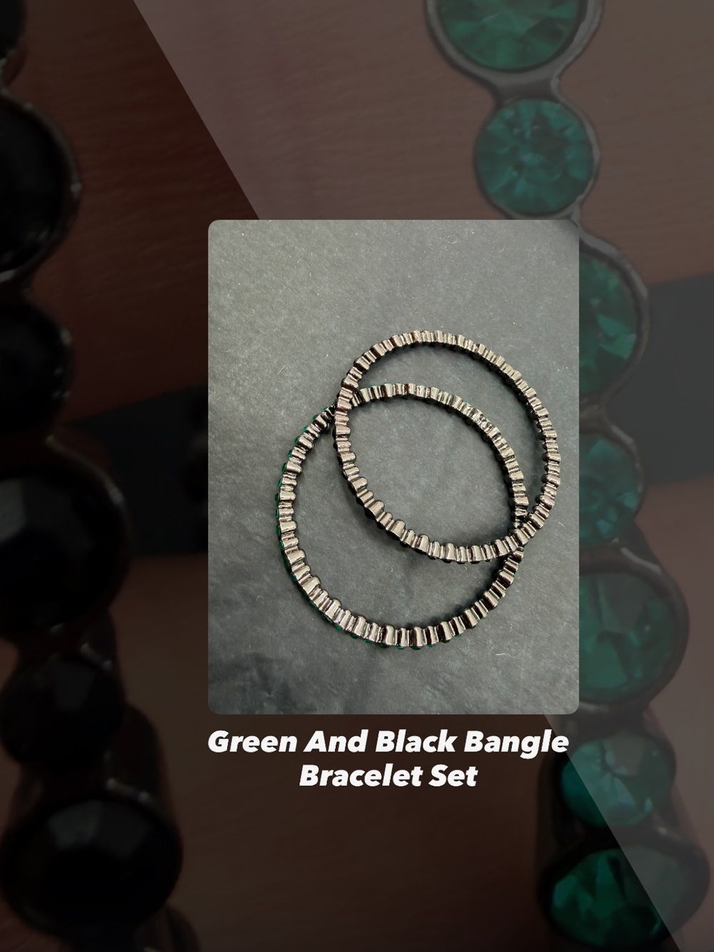 EUC Green And Black Bangle Bracelet Set